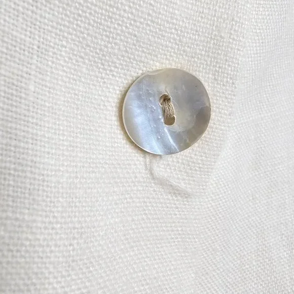 Vintage JILLIAN JONES 100% Linen Button Up Shirt Blouse Top OFF WHITE size S - Picture 4 of 8